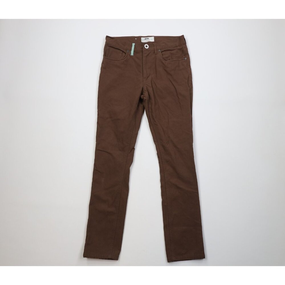 Jetty Mens Size 30x30 Faded Mariner Flannel Lined Skinny Leg Canvas Pants Brown